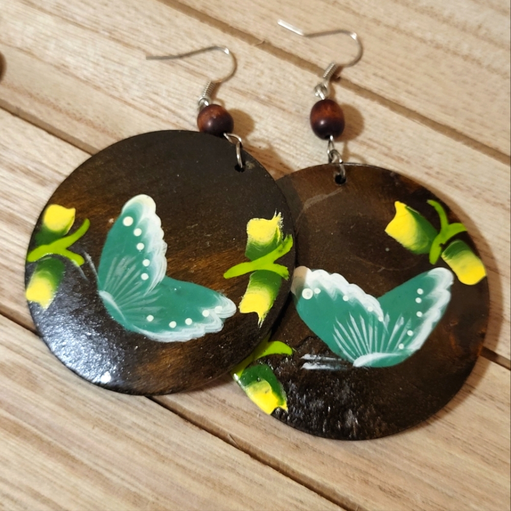 Hand-Painted Butterfly Earrings